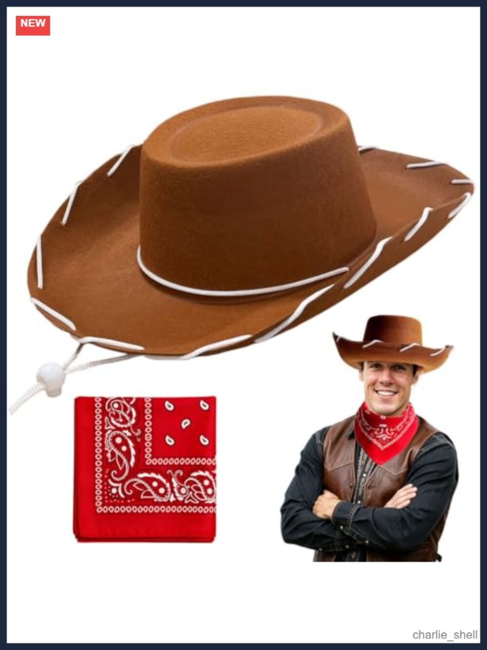 Western Cowboy Hat Set with Bandana for Halloween Costume Cosplay